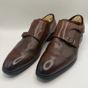 To Boot Dark Brown Leather Double Monk Strap Shoes